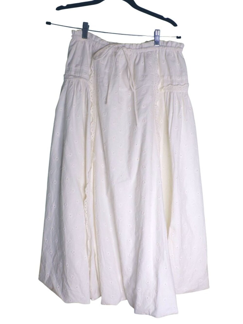 DAMSON MADDER Eyelet Puff Midi Skirt Cotton White 12 - Picture 7 of 9